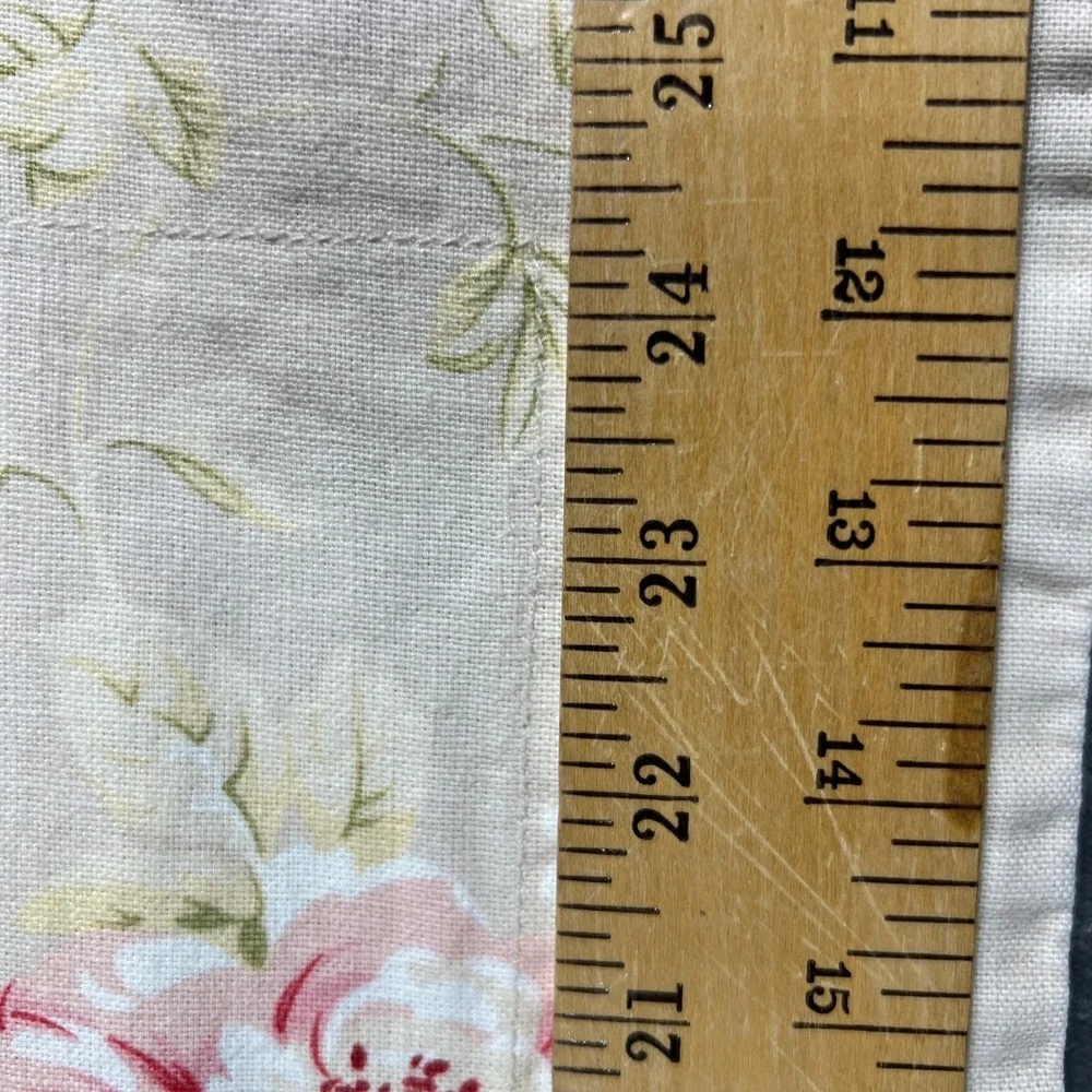 Pair Pottery Barn Ivory Rose Linen Standard Pillow Shams Pink Botanical Cottage